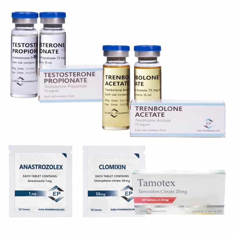 TROCKENES MASSENGEWINN-PACK – TESTOSTERONPROPIONAT + TRENBOLONEACETAT + PCT (6 Wochen) Euro Pharmacies