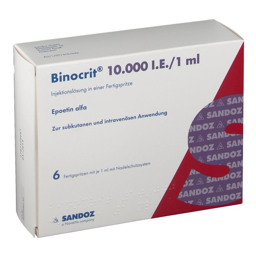 Binocrit-10000-Iu-1-Ml.-6-Opløsning-Til-Injektion-I-Fuldfyldte-Sprøjter-Epoetin-Alfa-Sandoz